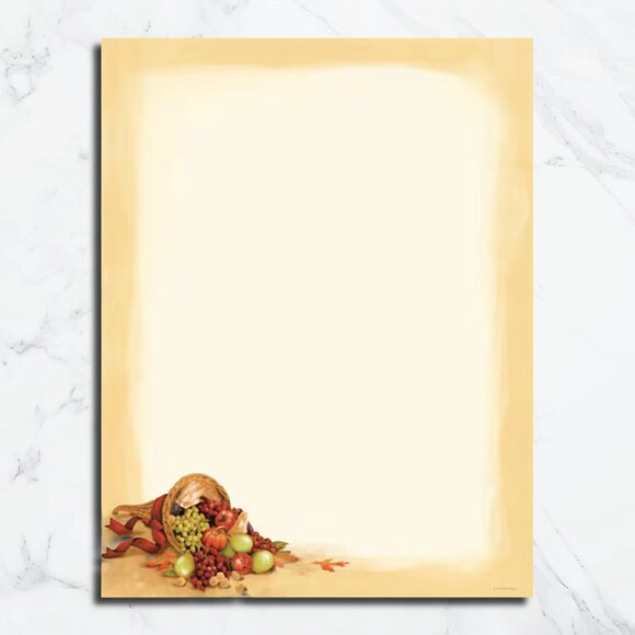 Great Papers! Stationary Letterhead Thanksgiving Cornucopia 80 Count - Picture 2 of 3